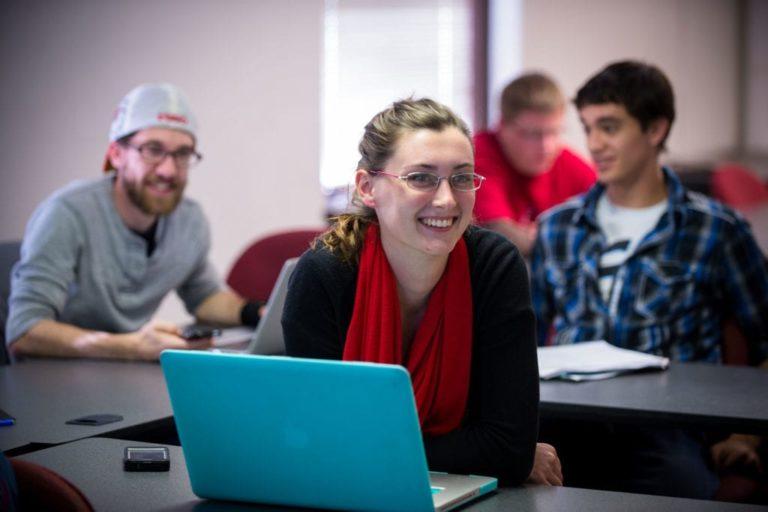 student at laptop