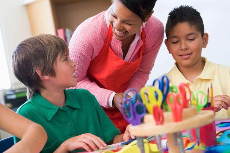 teacher with students