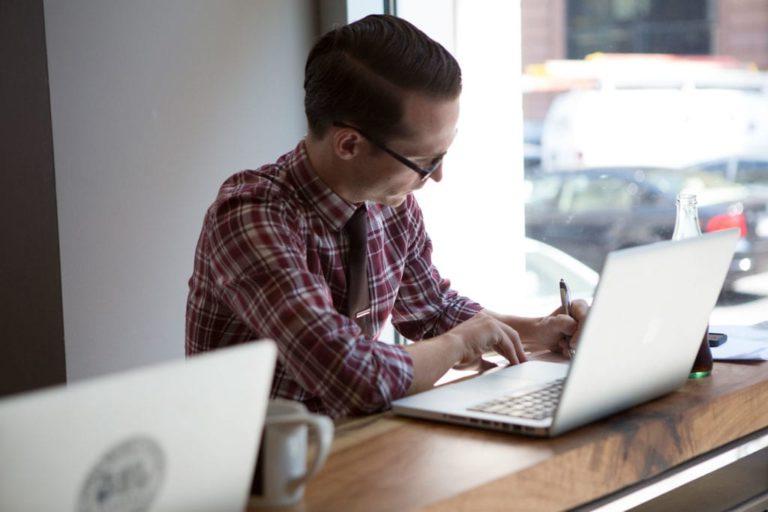 student at laptop