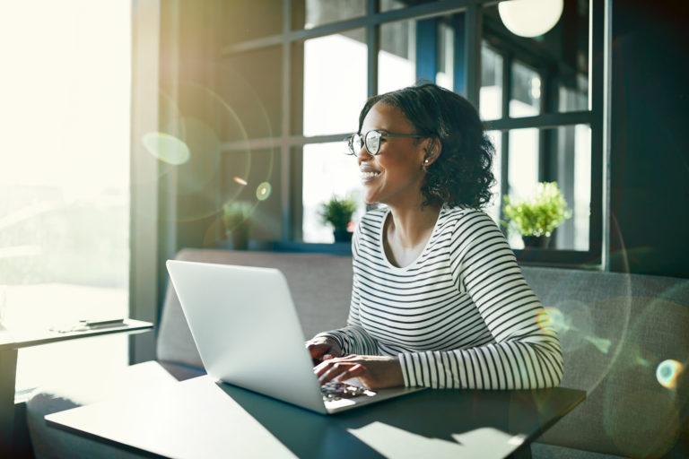 woman working on laptop